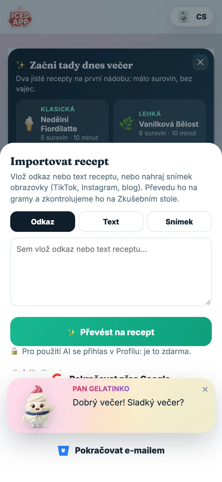Import receptu z webu