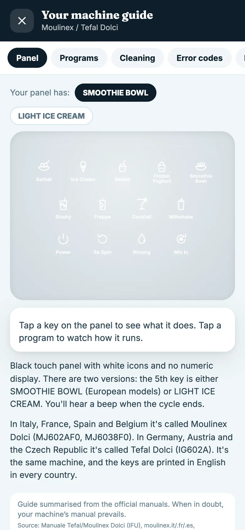 Your machine guide