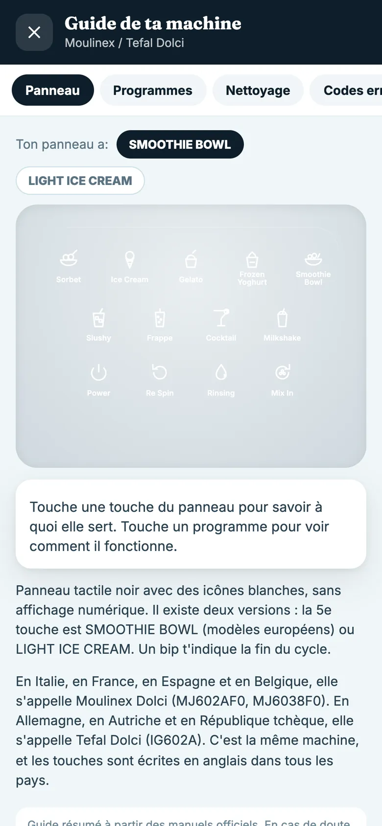 Le guide de ta machine