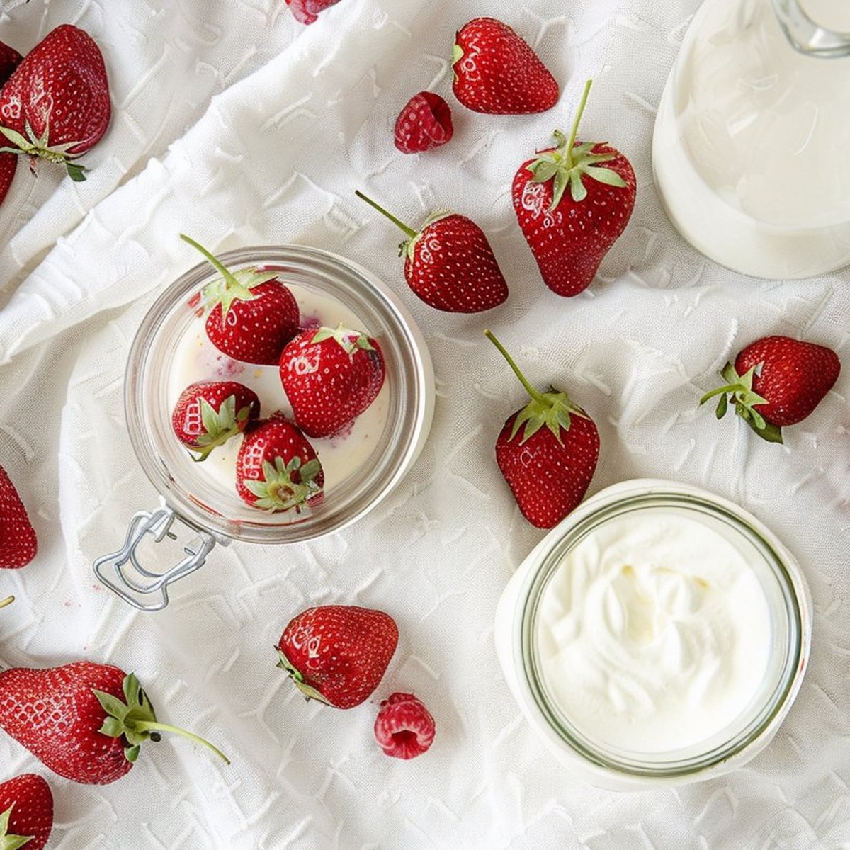 Glace à la Fraise au Lait Concentré — Ingrédients