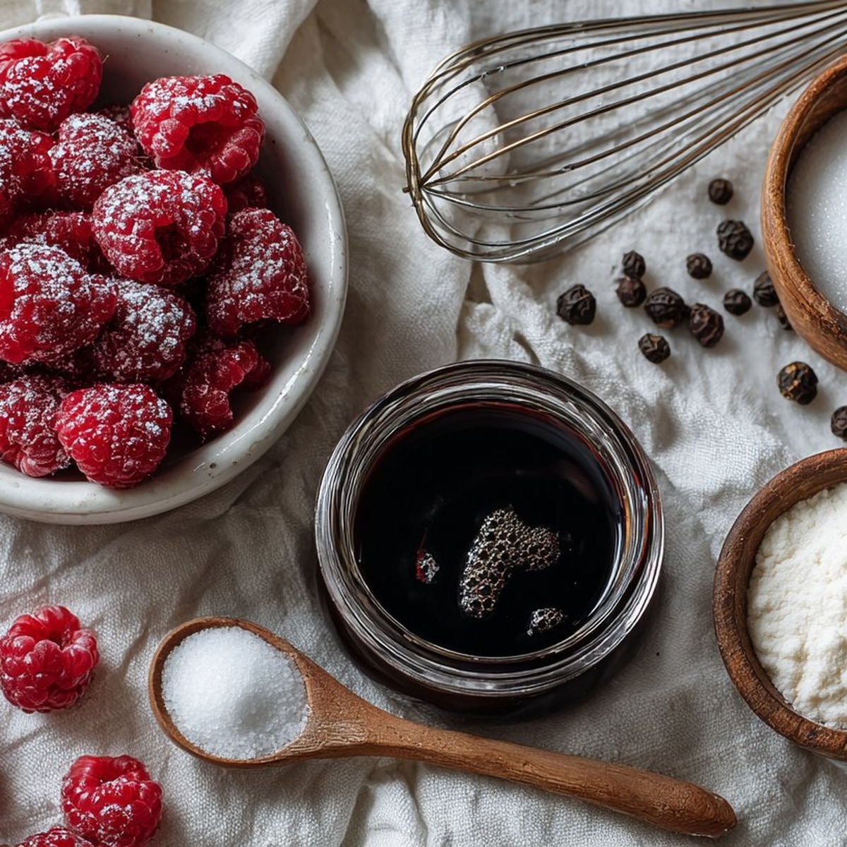 Raspberry Sorbet with Balsamic Vinegar and Black Pepper — Ingredients