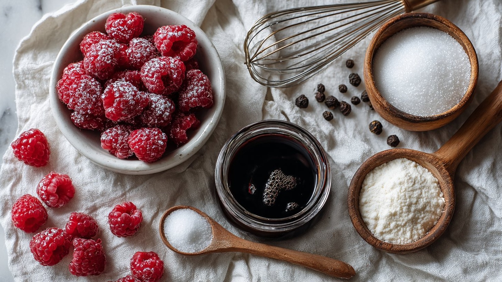 Himbeer-Sorbet mit Balsamico-Essig und Schwarzem Pfeffer