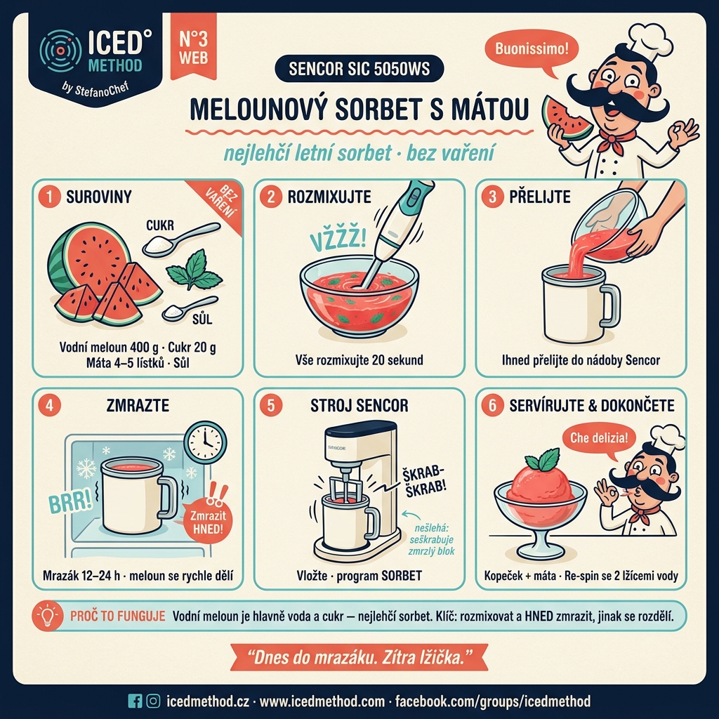Melounový sorbet s mátou Sencor SIC 5050WS karta Instagram