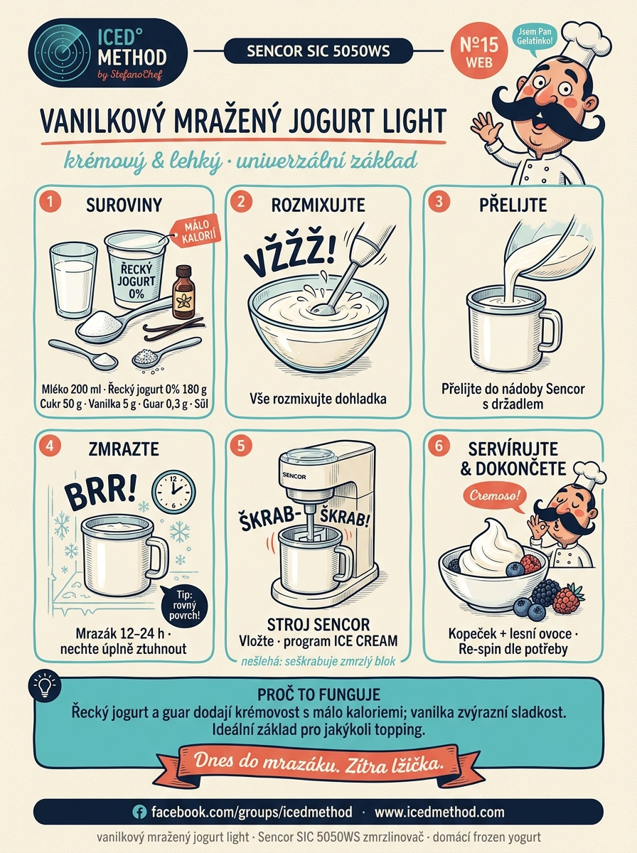 Vanilkový mražený jogurt low-cal Sencor karta