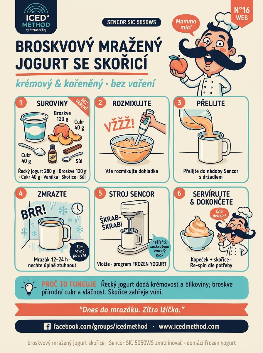 Broskvový mražený jogurt se skořicí Sencor karta
