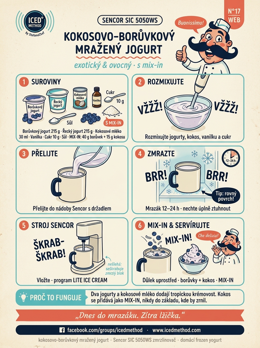 Kokosový mražený jogurt s borůvkami Sencor karta