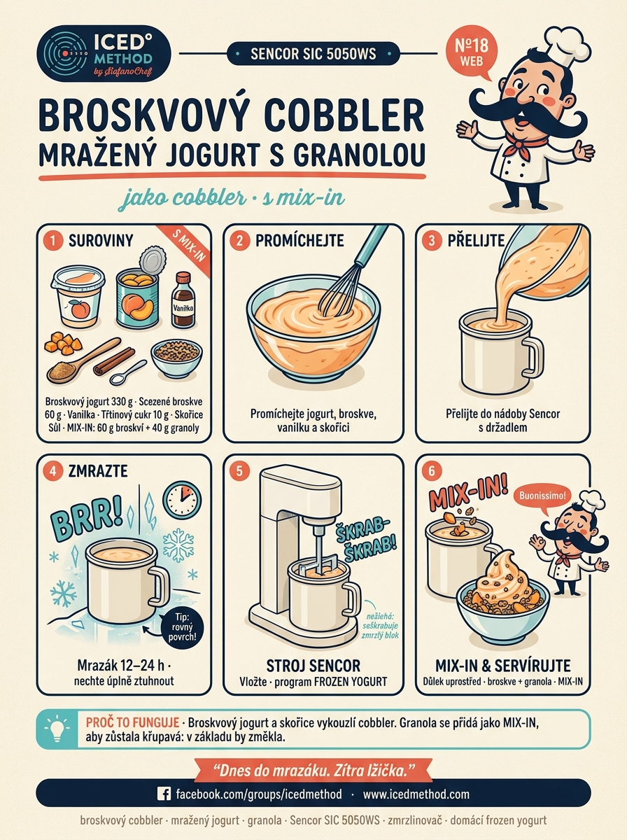 Broskvový cobbler mražený jogurt s granolou Sencor karta